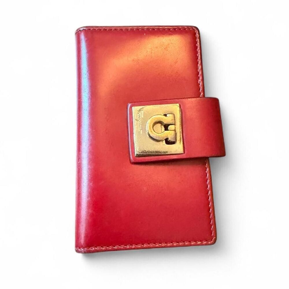 Vintage Salvatore Ferragamo Red Leather Gancini Key Holder Case 6 Hook Italy